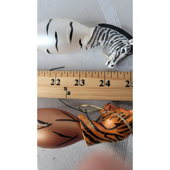 4 Africa Safari Animal Art Glass Ornaments‎ - Giraffe, Zebra, Leopard & Tiger! - Picture 9 of 9